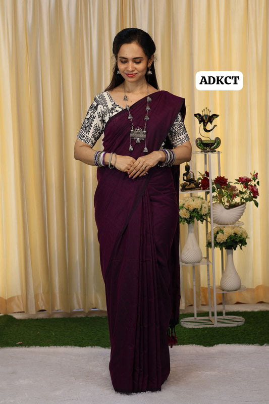 Khadhi cotton saree with embroidery stitched blouse along with pad 🥳