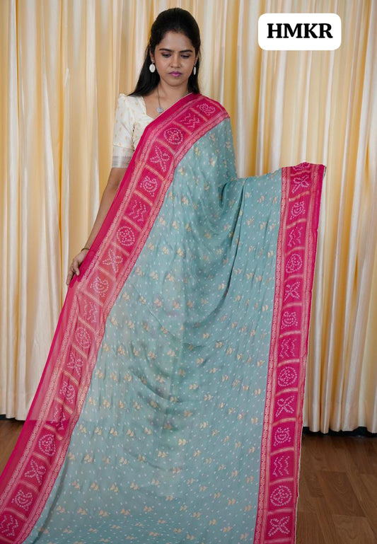 Georgette sarees with bandhini prints🥳