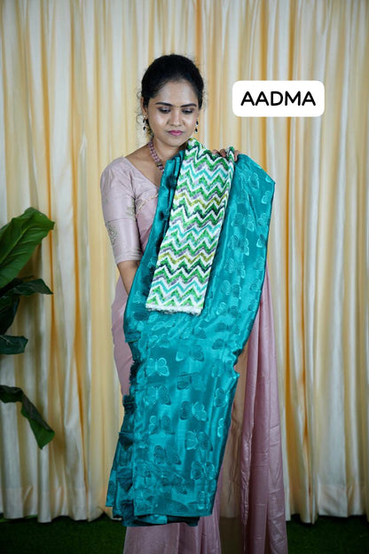 Shiny satin silk saree plus contrast blouse 🥳
