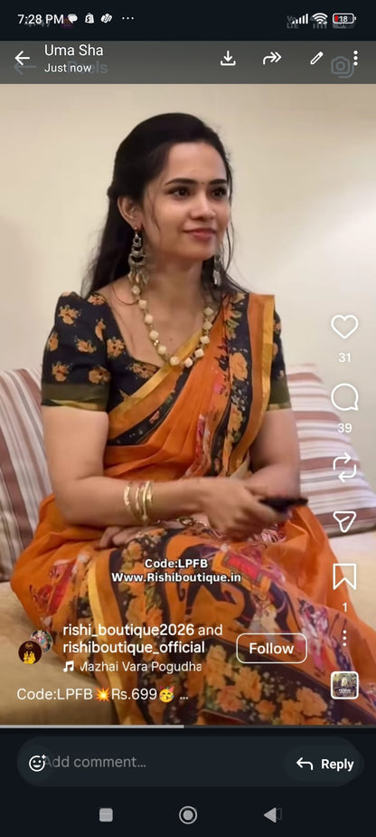 Linen cotton saree😍😎📚