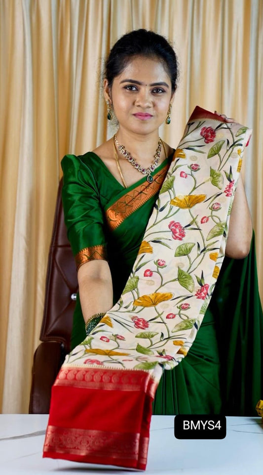 Semi Mysore crepe silk saree 🥳