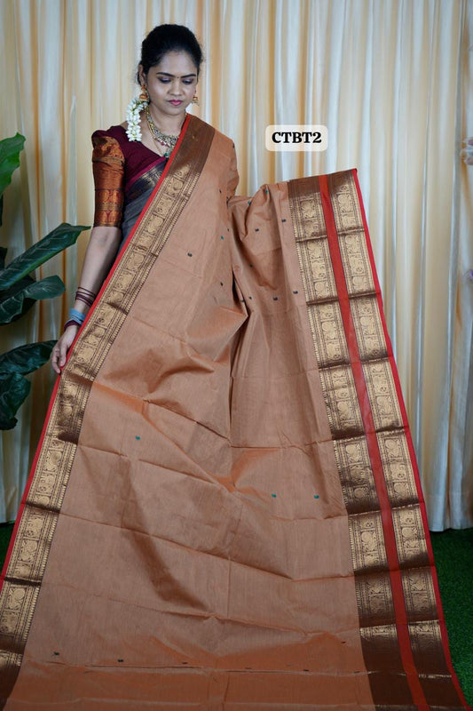 Premium Kanchi Cotton With Buttas ❌