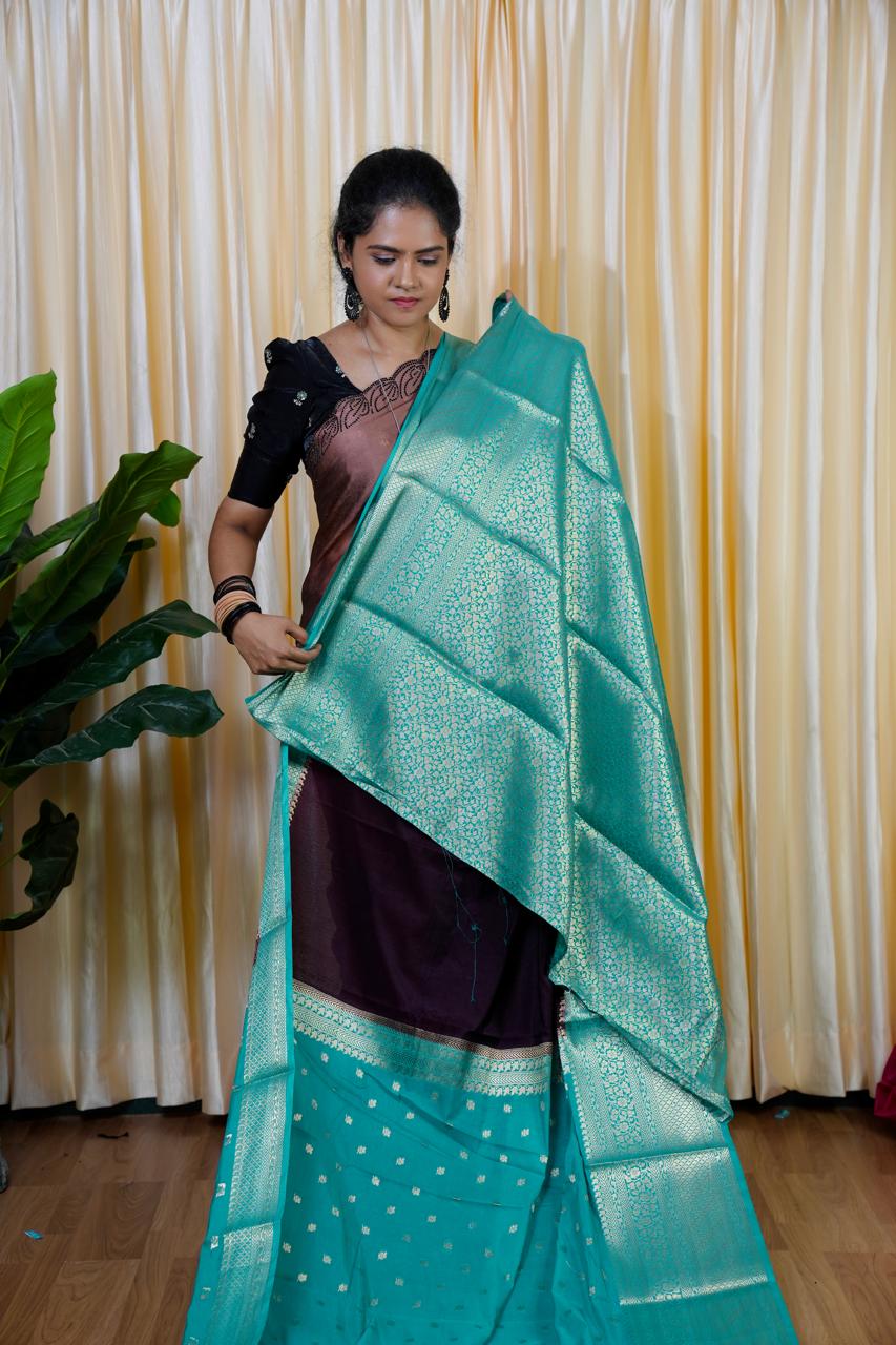 Warm silk sarees in half and half collections🥳