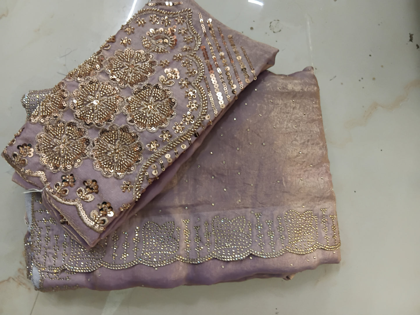 Space silk with jarkhand diamond work saree📚