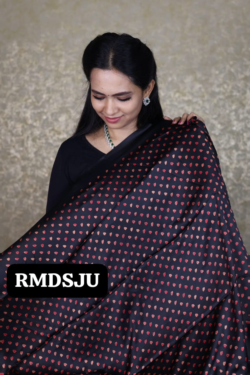 premium modal satin silk saree with heavy latkan🥳
