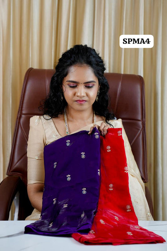 Space silk saree with contrast blouse🥰 🥳