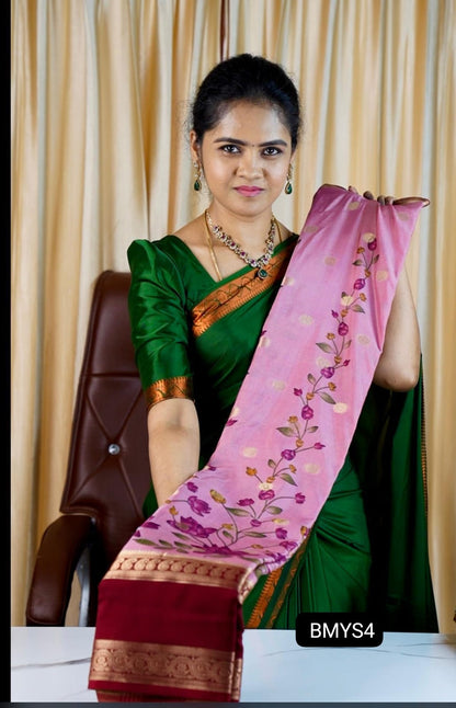Mysore Silk with Floral Prints🍏🍄