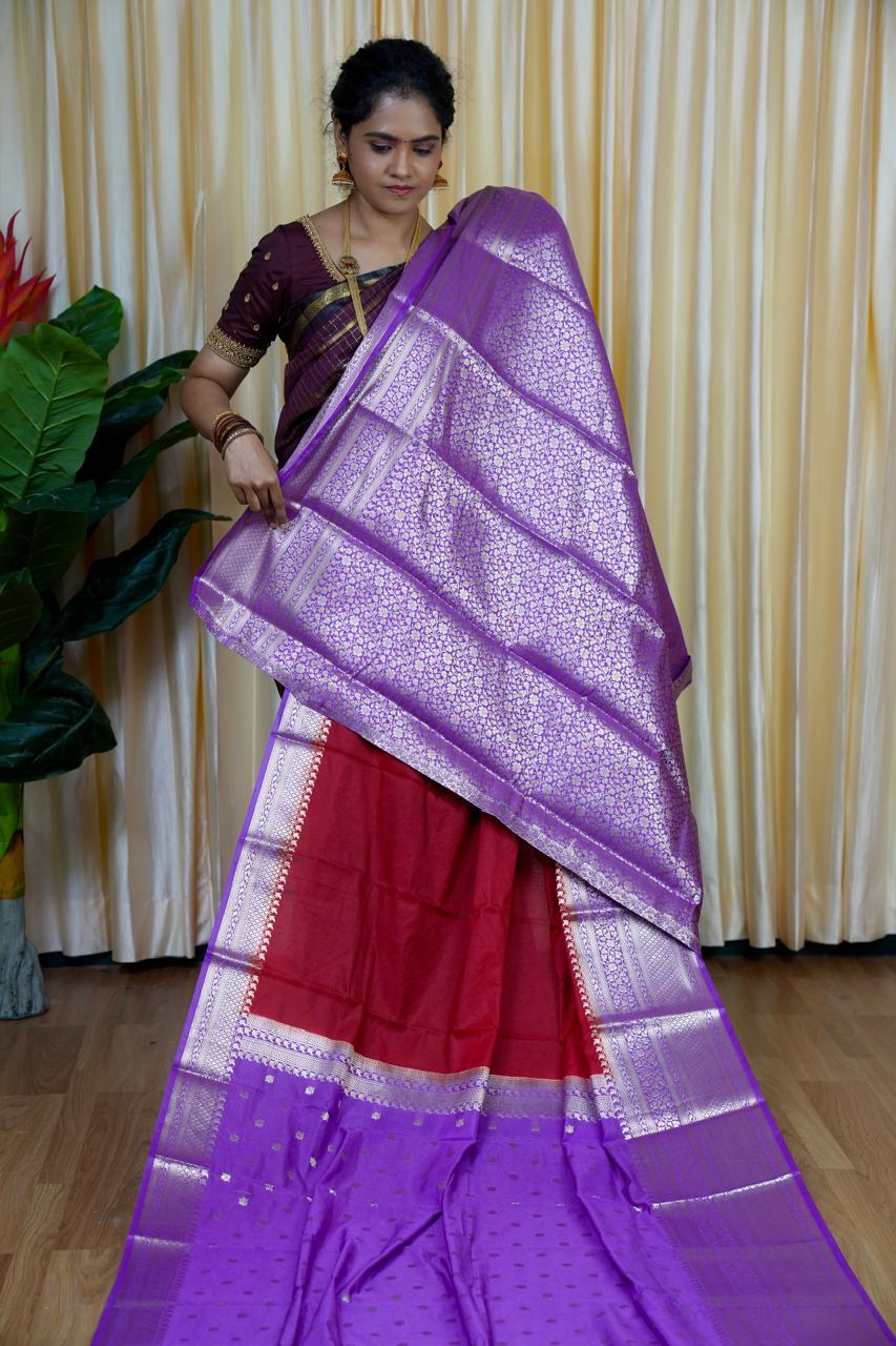 Warm silk sarees in half and half collections🥰🥳
