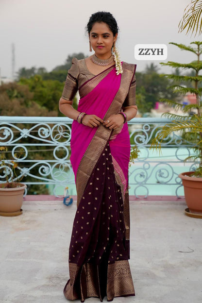 Premium half saree type saree in warm silk🥳