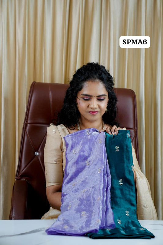 Space silk saree with contrast blouse🥰 🥳
