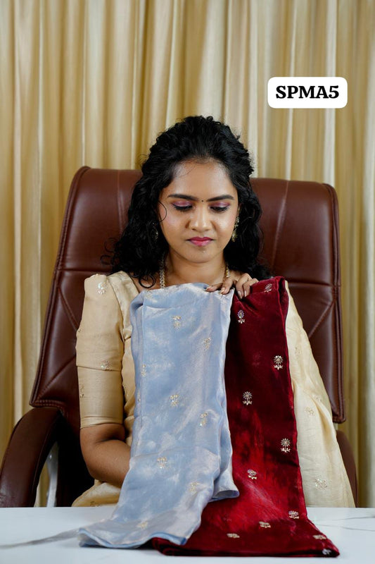 Space silk saree with contrast blouse🥰 🥳